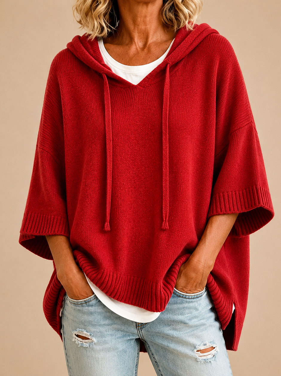 MIRELLA™ | Poncho de Punto con Capucha
