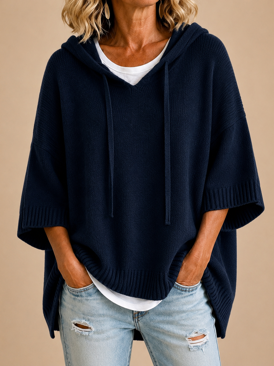 MIRELLA™ | Poncho de Punto con Capucha