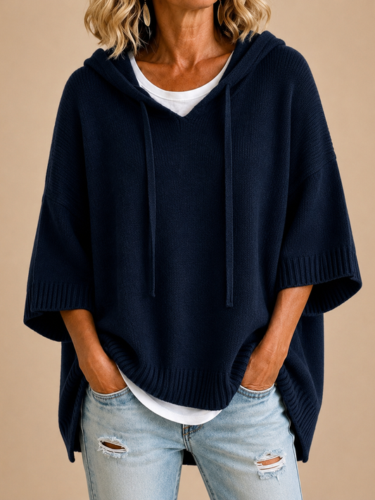 MIRELLA™ | Poncho de Punto con Capucha