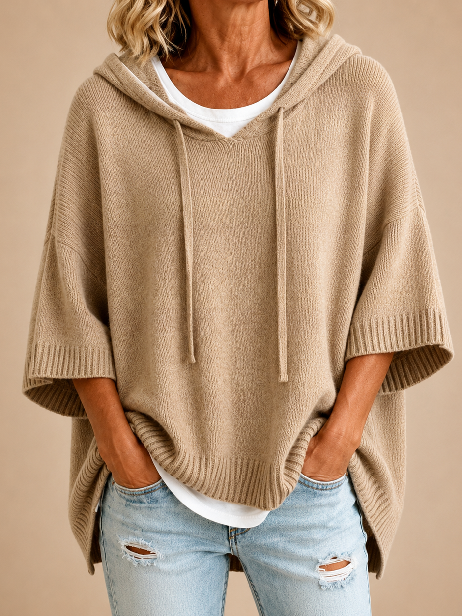 MIRELLA™ | Poncho de Punto con Capucha