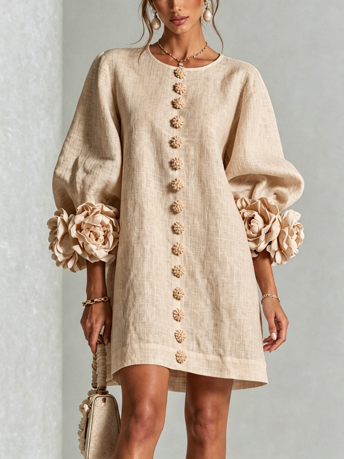 Vestido Floral con Botones