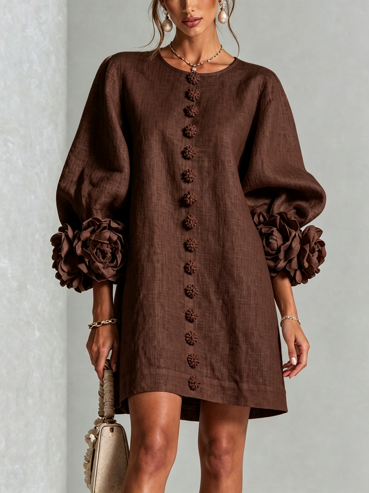Vestido Floral con Botones