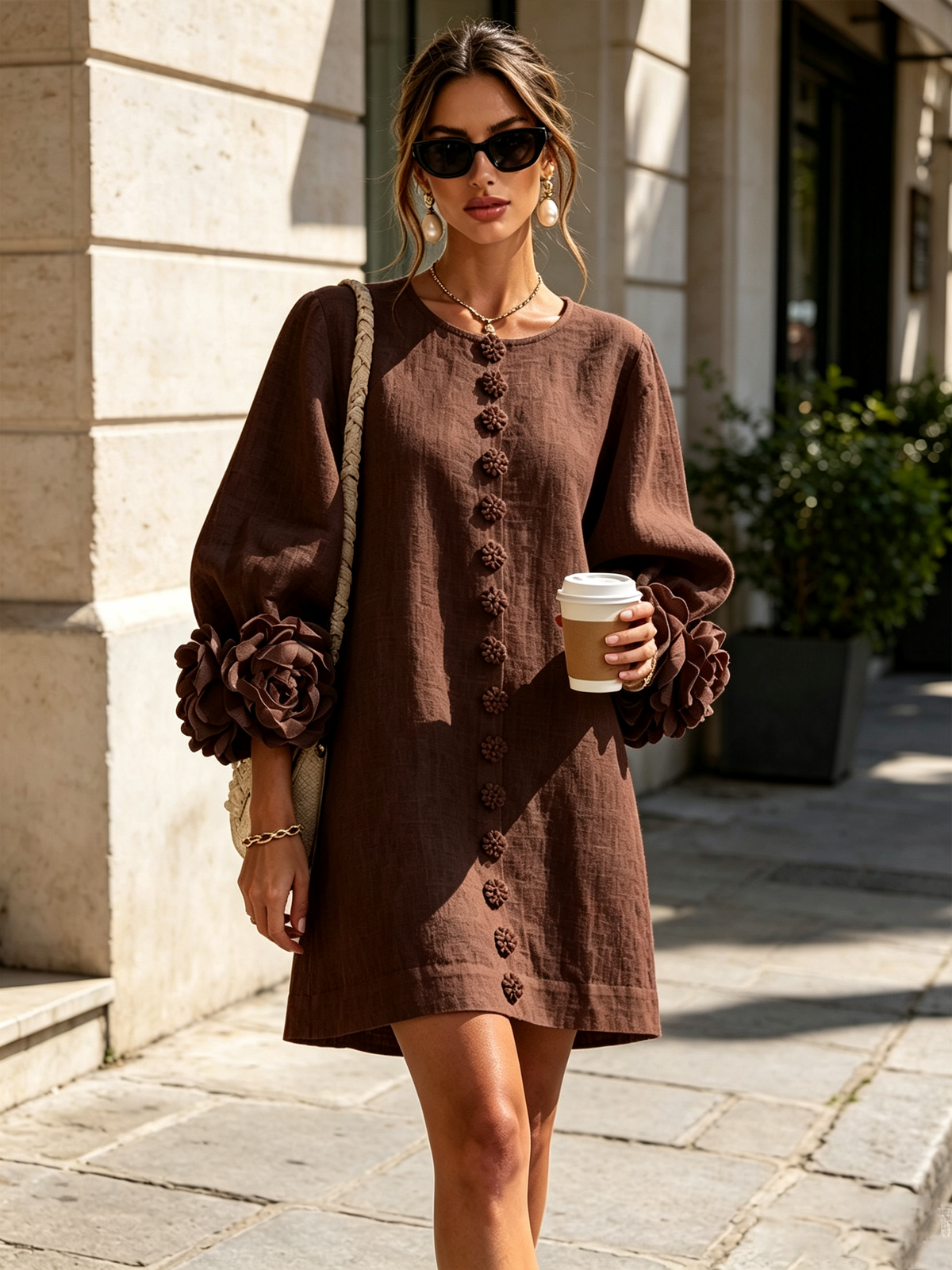 Vestido Floral con Botones