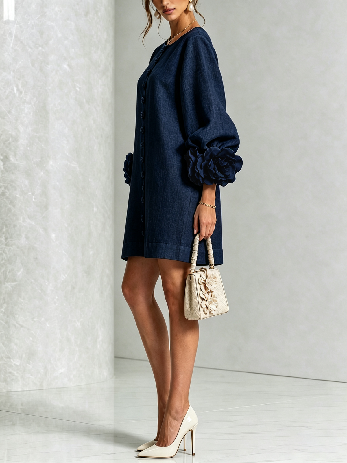 Vestido Floral con Botones