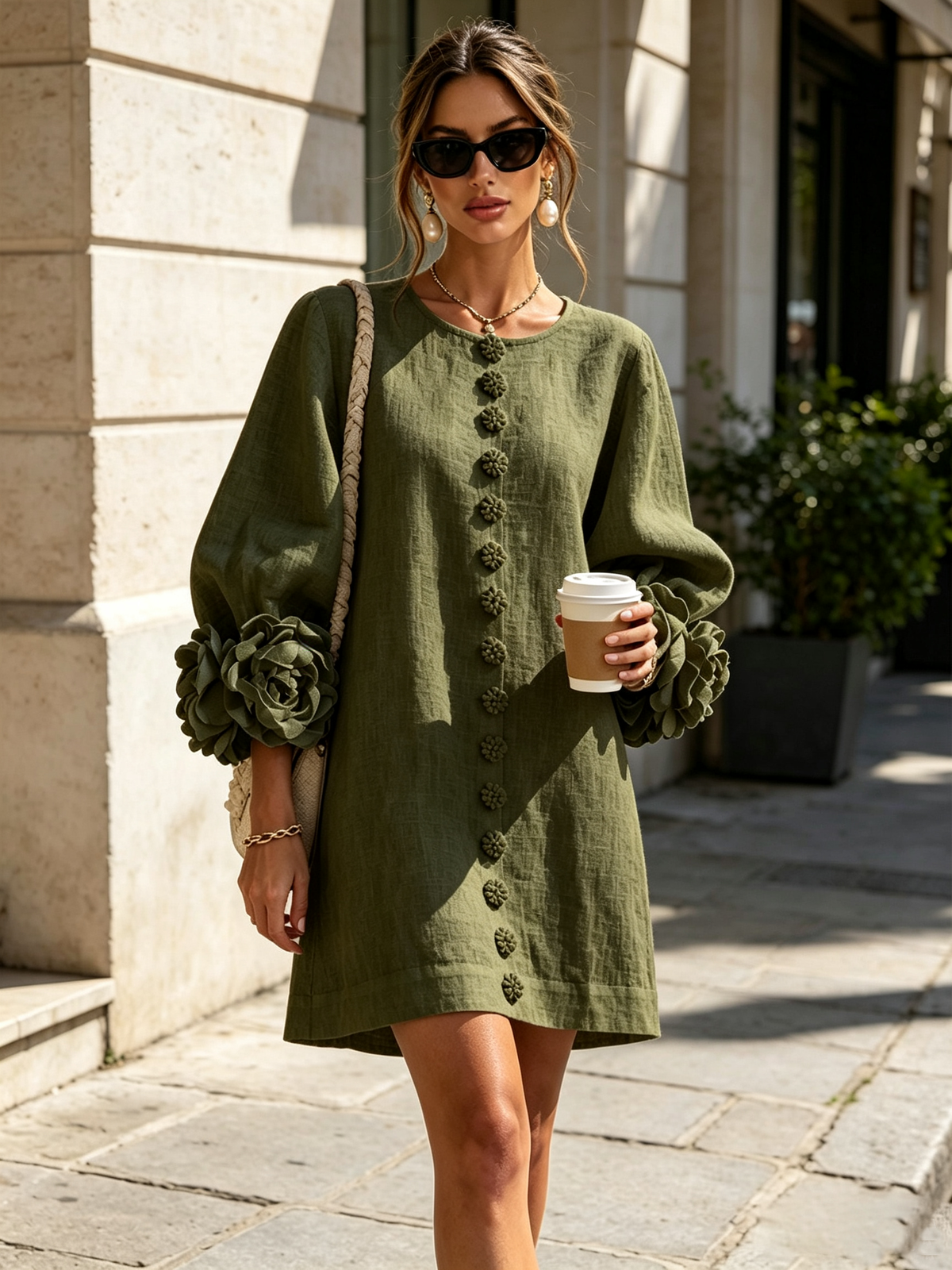 Vestido Floral con Botones