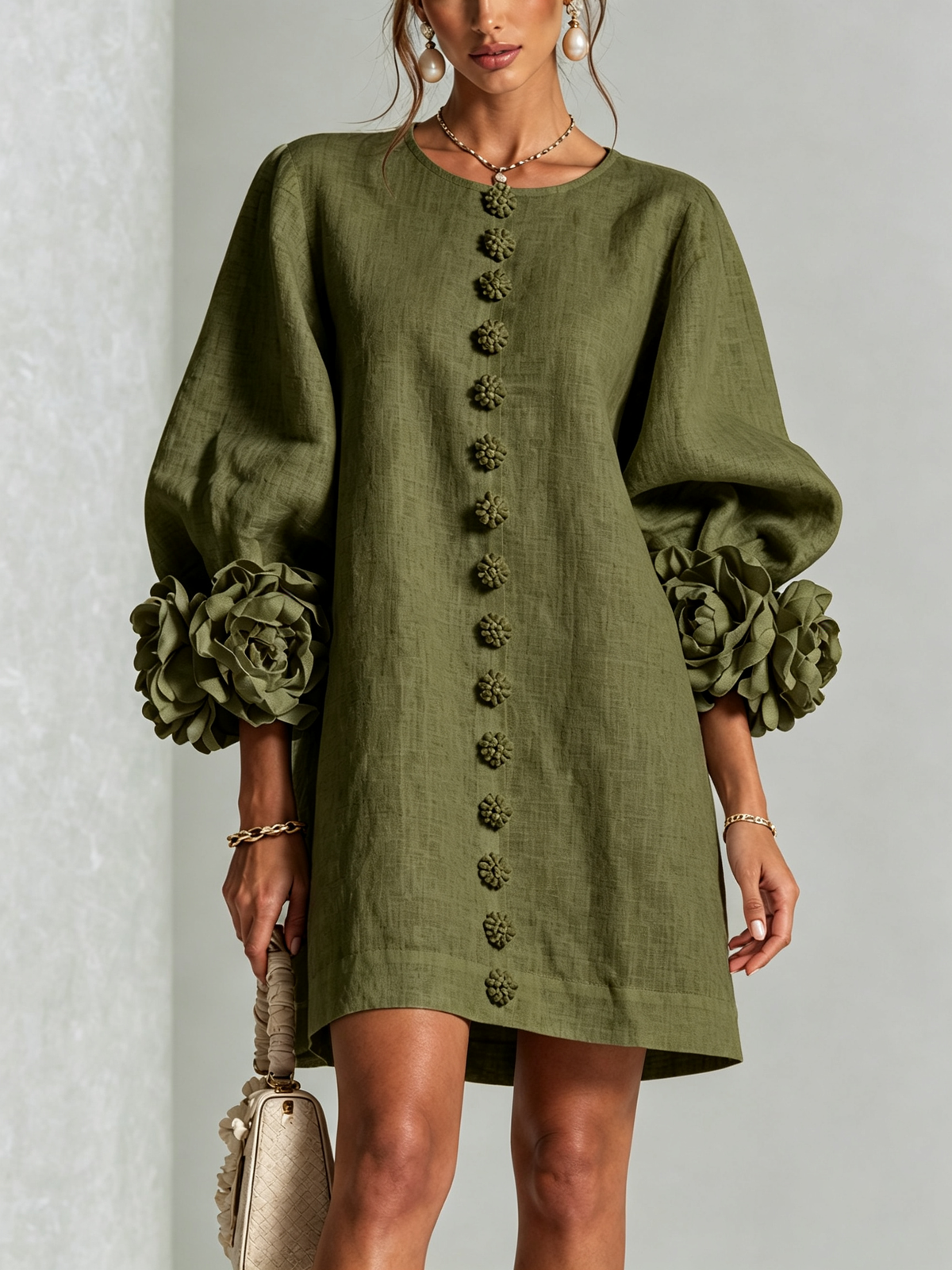 Vestido Floral con Botones