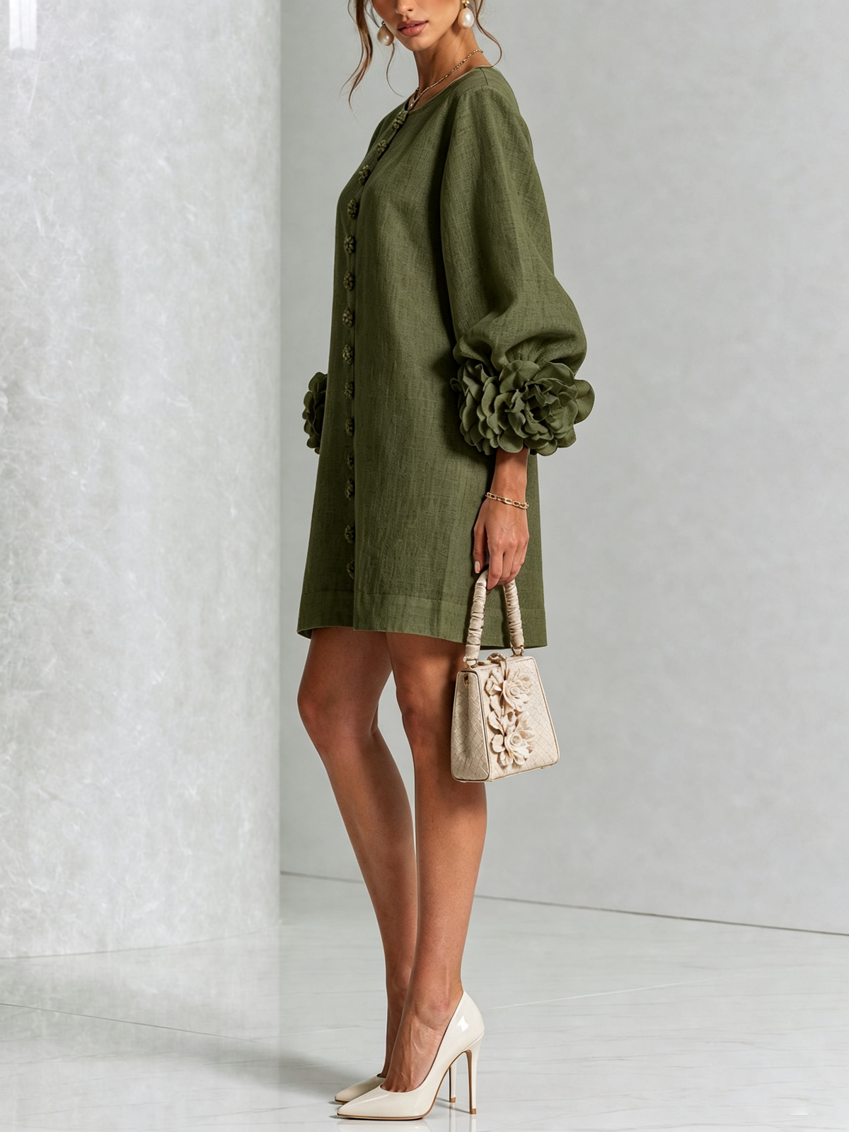 Vestido Floral con Botones