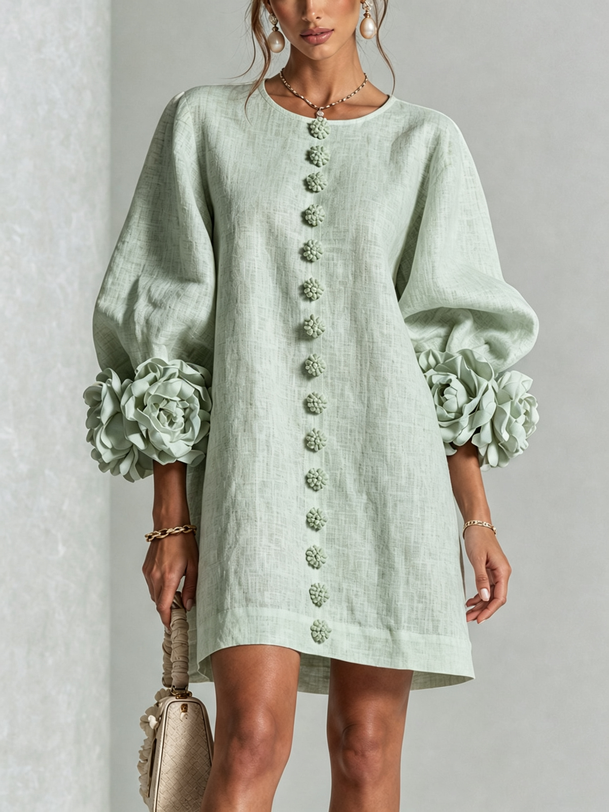 Vestido Floral con Botones