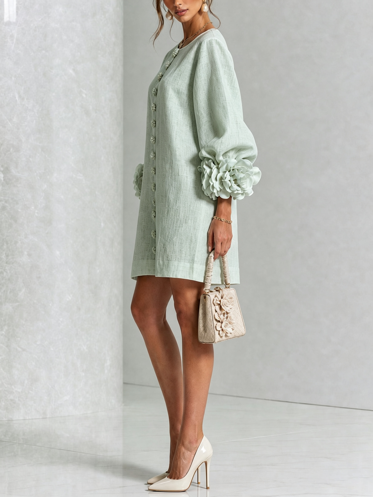 Vestido Floral con Botones