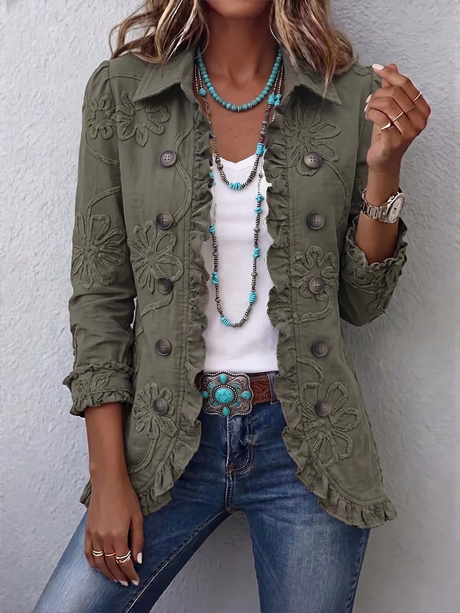 Chaqueta Bordada con Volante