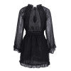 Vestido Corto con Espalda Descubierta y Manga Acampanada