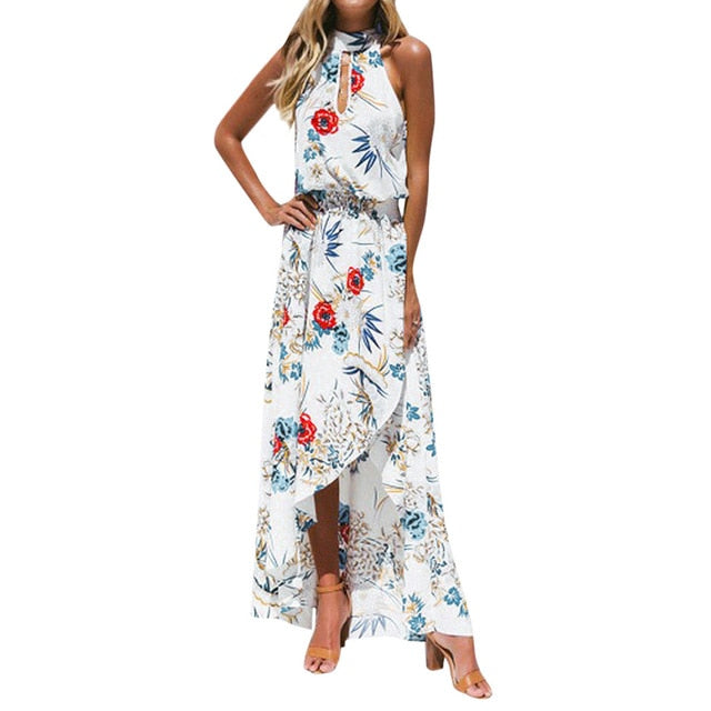 Vestido Maxi Floral Boho Sin Mangas – Ideal Playa y Verano