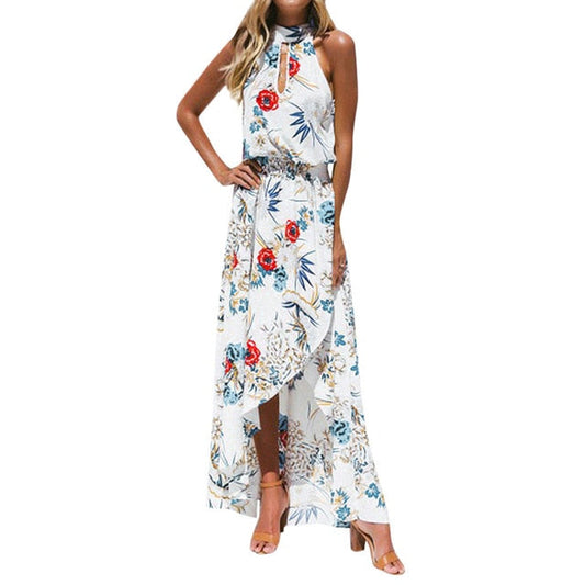 Vestido Maxi Floral Boho Sin Mangas – Ideal Playa y Verano